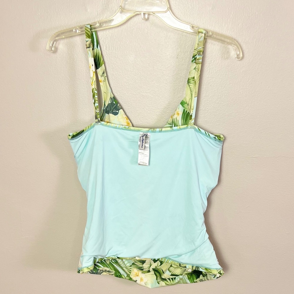 Tommy Bahama Tankini Top Large Green Tropical Floral Underwire Twist Front - Picture 4 of 10